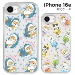 iPhone16e ケース クリア mofusand サメにゃん クリームソーダにゃん 猫 スマホ カバー カメラフレーム インナーシート付仕様 iPhone 16e   CameraFrame MOFU-88  【ゆうパケットにて7営業日以内発送】のサムネイル