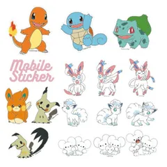 ポケモン ステッカー シール キャラクター グッズ  Pokemon フシギダネ ヒトカゲ ゼニガメ ニンフィア ミミッキュ アローラロコン パモ ワッカネズミ イッカネズミ ３種類 各１枚 POKE-913 【定形外郵便にて発送】【一週間以内発送】