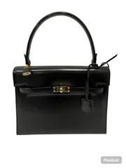 RE341 【美品】HILTON  ヒルトン　レザー　ハンドバッグ　ゴールド金具　ブラック　レディースのサムネイル