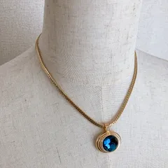 【希少】 AVON エイボン ヴィンテージ チョーカー ネックレス ブルー×ゴールド 保存箱付き