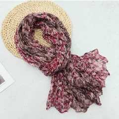 【ピンク】ストール レディース 大判 シワ加工 配色 配色デザイン 薄手 春夏 秋 首元 日よけ 冷房対策 日差し対策