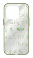 スヌーピー iPhone15Pro ケース クリア 透明 ビーグル スカウト キャラクター グッズ ピーナッツ スマホ グリーン IIIIfit Clear SNGG-24  【ゆうパケットにて7営業日以内発送】のサムネイル