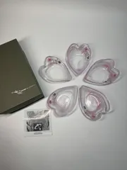 上越クリスタル硝子『月夜野工房』桜花型 ガラス小皿/向付 5客セット 未使用品！