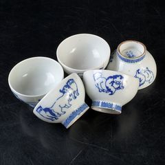 煎茶道具 大日本沢田製 染付 猫文 煎茶碗 5客 まとめて N S612 - メルカリ