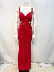 2056 immanuel キャバクラ ドレス ウエストカット ロング 伸縮性 バックオープン タイト キャバドレス S