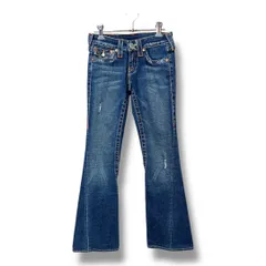 TRUE RELIGION トゥルーレリジョン ブーツカット ダメージデニムパンツ USA製 コットン BRAND JEANS ジーンズ  ジーパン レディース サイズ24 ブルー 通年 久喜倉庫店 19 No.K 1239