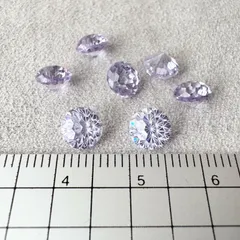 【6mm｜ペア】高品質 花火カット ジルコニア ルース ｜ 淡藤系カラー ｜ ハンドメイド素材｜ピアス・イヤリング制作に