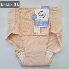 【L】【LL】【３L】【安心ショーツ】尿漏れ　ショーツ　40CC　安心ケアショーツ　ファブリーズ　消臭　綿混ショーツ　吸水パット付き　ショーツ　吸水ショーツ　スタンダード　介護　花柄　レース　ベージュ