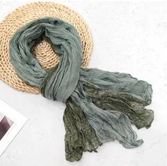 【抹茶】ストール レディース 大判 シワ加工 配色 配色デザイン 薄手 春夏 秋 首元 日よけ 冷房対策 日差し対策