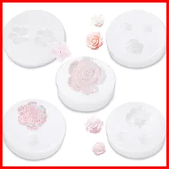 【数量限定】DIY 手作り エポキシ樹脂 uvレジン アロマストーン バラ 薔薇 粘土 桜 樹脂 花 立体 シリコン型 5個セット 抜き型 花型 シリコンモールド (Q) サムコス