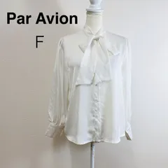 【限定価格1／26まで】 Par Avion パラビオン ボウタイブラウス リボンブラウス 白ブラウス オフホワイト 長袖ブラウス シフォン とろみ素材 きれいめ 大人かわいい クラシカル オフィスカジュアル セレモニー Fのサムネイル