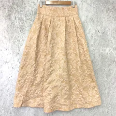 SAISON DE PAPILLON セゾンドパピヨン フクレ ジャガード フレア ハイウエスト スカート ピンクベージュ Sサイズ □□