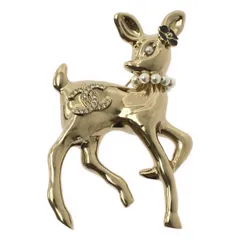 【新品】  CHANEL / シャネル | 2025SS | ABF295 ココマーク バンビ ラインストーン フェイクパール装飾 ブローチ | ゴールド