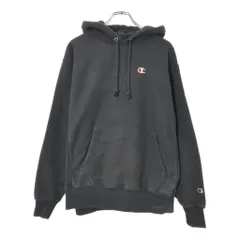 Champion チャンピオン REVERSE WEAVE リバースウィーブ ワンポイントロゴ スウェットパーカー ブラック(メンズ LARGE)中古 古着 X1536