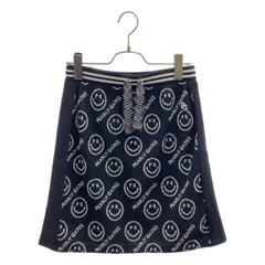 【美品】  PEARLY GATES / パーリーゲイツ | 2020SS | 総柄 スマイル ニット スカート / 裏地付き | 1 | ブラック/ホワイト | レディース