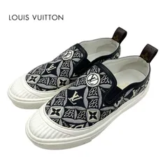 ルイヴィトン LOUIS VUITTON プレイタイムライン モノグラム スニーカー 靴 シューズ ファブリック レザー ブラック ホワイト ロゴ スリッポン 1854