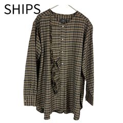 SHIPS フロントフリル チェック柄 長袖ブラウス - メルカリ
