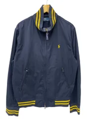 POLORALPH LAUREN (ポロラルフローレン) ナイロンジャケット リブライン入り 薄手ブルゾン 古着 00S M ネイビー×イエロー メンズ/065