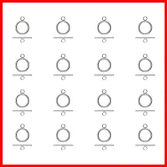 【新着商品】ネックレス・ブレスレットなど アクセサリーパーツ ジュエリー用 クラスプ トグル Tバー付き 手作り素材 留め具 接続金具 マンテルリング パーツ マンテル 手芸用品 304ステンレス 約30セット/箱 PandaHall PH