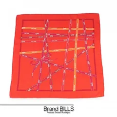 美品 HERMES エルメス ガヴロッシュ45 カレ45 スカーフ ボルデュック柄 シルク レッド系 オレンジ レディース