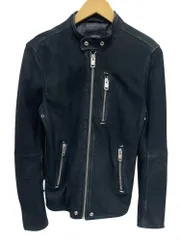 DIESEL (ディーゼル) ラムレザー 羊革 シングルライダースジャケット 立ち襟 レザージャケット 加工 S ブラック メンズ/065