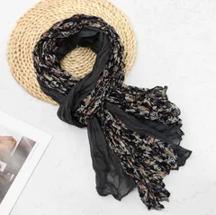 【ダークグレー】ストール レディース 大判 シワ加工 配色 配色デザイン 薄手 春夏 秋 首元 日よけ 冷房対策 日差し対策