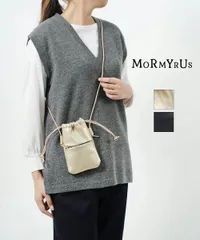 【30%OFF】モルミルス MORMYRUS バッグ ショルダーバッグ ミニ 巾着 ポーチ レザー 本革 牛革 ブラック 黒 ゴールド 縦 シンプル カジュアル 日本製 ミニポーチ サコッシュ ショルダーバッグ・M142-4552302(レディース)
