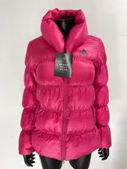 【USED】adidas アディダス ポリエステル ダブルジップ 長袖 ダウン ジャケット ピンク レディース M ゴルフウェア