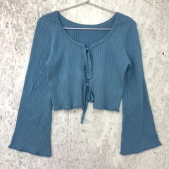 mline エムライン リボン カーディガン ブルー Fサイズ 〇◇☆