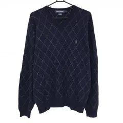 【美品】ポロゴルフ セーター ネイビー×ライトグレー ダイヤ柄 アルパカ・ウール混  メンズ L ゴルフウェア Ralph Lauren
