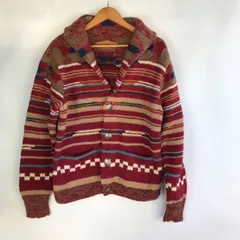 00s KRIFF MAYER カウチンショールカラーカーディガン 牛革 メンズ M レッド ブラウン 3112202601090023のサムネイル