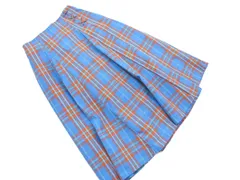 simplicite シンプリシテェ チェック フレア スカート 水色ｘオレンジ ◇■ レディース