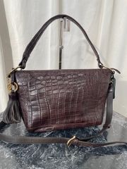 ボーグラン BEAUGRAND ハンドバッグ ショルダーバッグ 2WAY クロコダイルレザー タッセル 茶 ブラウン