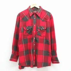 XL/古着 ラングラー 長袖 ウエスタン フランネル シャツ メンズ 00年代 00s 赤 チェック 25nov22