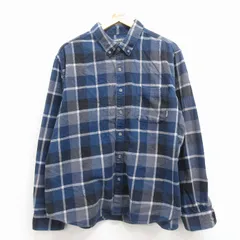 XL/古着 エディーバウアー 長袖 フランネル シャツ メンズ 大きいサイズ ボタンダウン 紺 チェック 25nov22