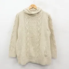 XL/古着 エルエルビーン 長袖 ケーブル セーター メンズ コットン タートルネック ハイネック 生成り 25nov22