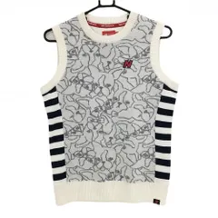 ニューバランスゴルフ ニットベスト 白×グレー ボストンテリア サイドボーダー  レディース 2(L) ゴルフウェア New Balance