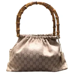 グッチ GUCCI バンブーハンドル ハンドバッグ 92708 ベージュ キャンバス レディース ハンドバッグ