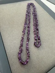 D【中古】アメジスト　ネックレス　さざれ　アクセサリー　レディース