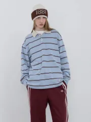 標準ストライプ ロング ポロTシャツ