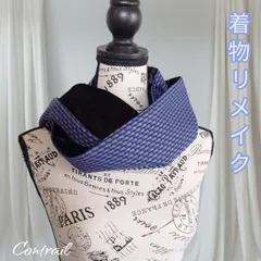 su-6 スヌード 小紋＆ ウール混生地★ベロアブラック ハンドメイド ネックウォーマー 着物リメイク スヌード 小紋