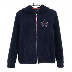 【美品】キャロウェイ ボアジップジャケット ネイビー×白×レッド フード柄 胸ロゴ  レディース L ゴルフウェア Callaway