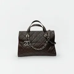 シャネル CHANEL バッグ ショルダーバッグ ブラウン シルバー ガンメタリック金具 マトラッセ キャビアスキン ココマーク チェーン 2WAYハンドバッグ