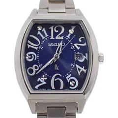 【美品】SEIKO セイコー ルキア トノー型 ソーラー電波 レディース 腕時計 青文字盤 純正SSベルト SSVW093 / 1B22-0BC0【いおき質店】