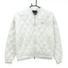 【美品】キャロウェイ 中綿ジャケット 白×シルバー キルティング ダブルジップ 胸ロゴ  レディース M ゴルフウェア Callaway