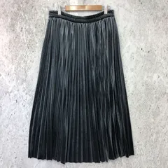 IEDIT イディット ベロア調 プリーツ スカート グレー Lサイズ 〇◇