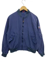 POLO SPORT (ポロスポーツラルフローレン) 古着 90s コットン×ナイロン ブルゾン ジャケット 刺繍入り M ネイビー メンズ/065
