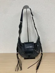 ÷ １希少品 廃盤品 ディーゼル DIESEL ショルダーバッグ ブラック レザー スタッズ 黒 牛革 ナイロン 【バッグ】【2】