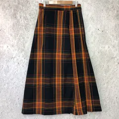 coen コーエン ロング プリーツ チェック スカート ネイビーオレンジ Lサイズ 〇◇