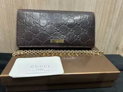 GUCCI GGパターン ブラウンレザー長財布